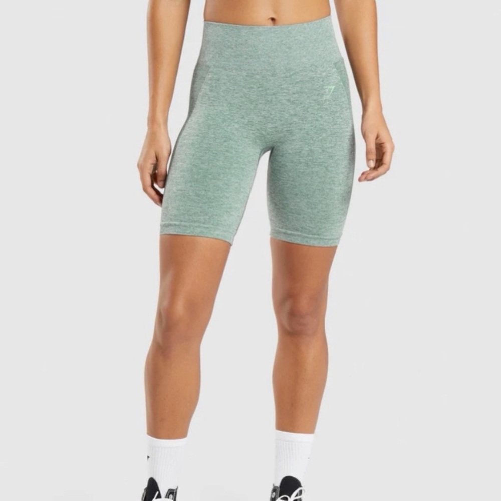 Gymshark Flex Cycling Bike Shorts Studio Green Marl Size Medium - Picture 1 of 7